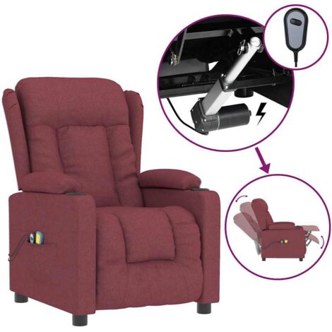 Fauteuil électrique de massage Bordeaux Tissu vidaXL