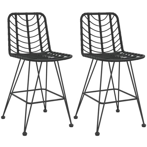Tabourets de bar lot de 2 Noir Résine tressée et acier vidaXL (1/5)