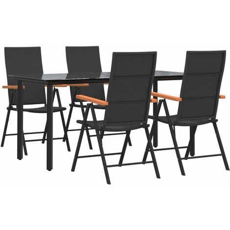 Ensemble à manger de jardin 5 pcs Noir et marron Résine tressée vidaXL (1/5)