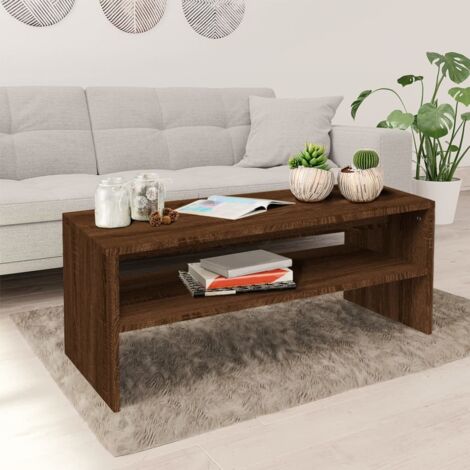 Table basse Chêne marron 100x40x40 cm Bois d'ingénierie vidaXL (1/5)