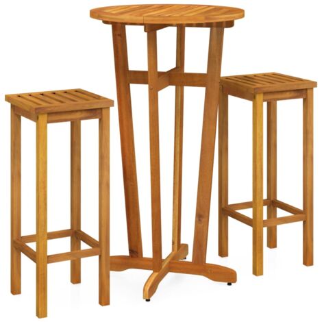 vidaXL Ensemble de bar de jardin 3 pcs bois d'acacia solide