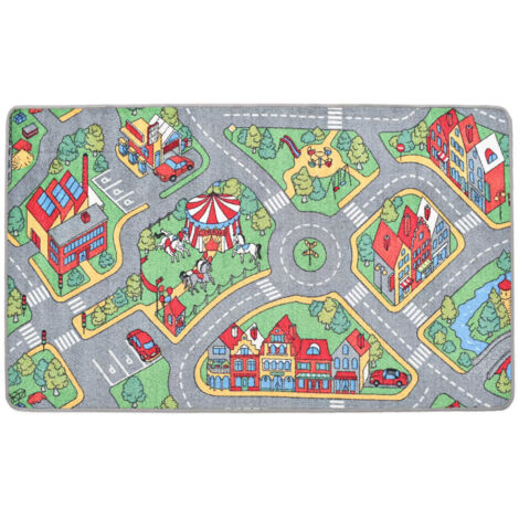 Tapis De Jeu Poil A Boucle 170 X 290 Cm Motif De Route De Ville