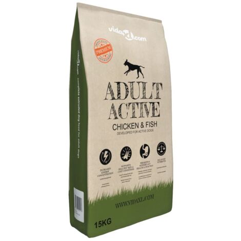 Nourriture sèche pour chiens Adult Active Chicken & Fish 15 kg vidaXL