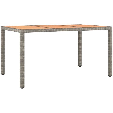 Table de jardin et dessus en bois Gris Résine tressée et acacia vidaXL