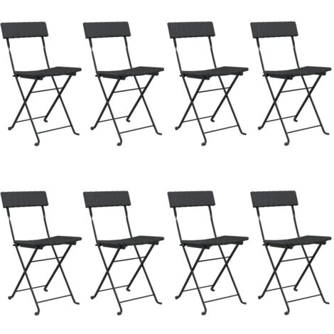 Chaises de bistrot pliantes lot de 8 Noir Résine tressée acier vidaXL (1/5)