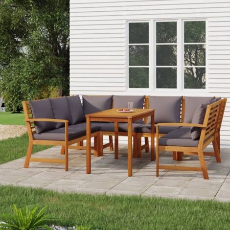 vidaXL Ensemble à manger de jardin coussins 7 pcs Bois acacia