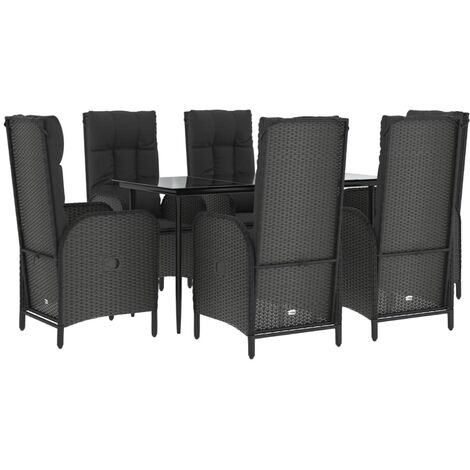 Ensemble à manger de jardin coussins 7pcs Noir Résine tressée vidaXL (1/5)