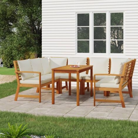 Ensemble à manger de jardin coussins 7 pcs Bois acacia vidaXL