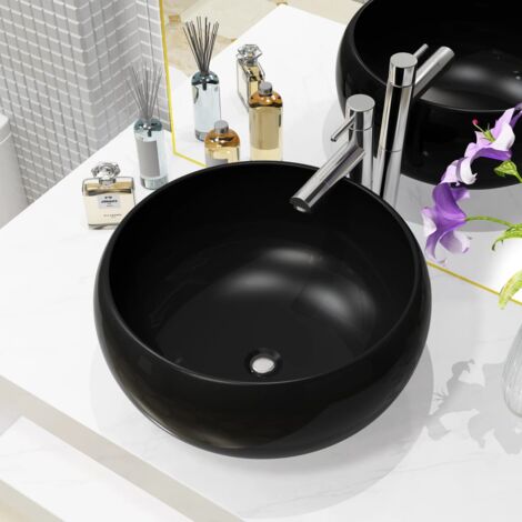 Lavabo rond Céramique Noir 40 x 15 cm vidaXL