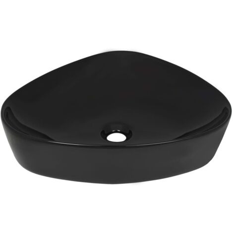 Lavabo triangulaire en céramique noir 50,5x41x12 cm vidaXL