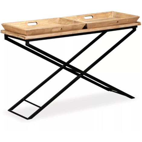 Table console Bois de manguier massif 130 x 40 x 80 cm vidaXL (1/5)