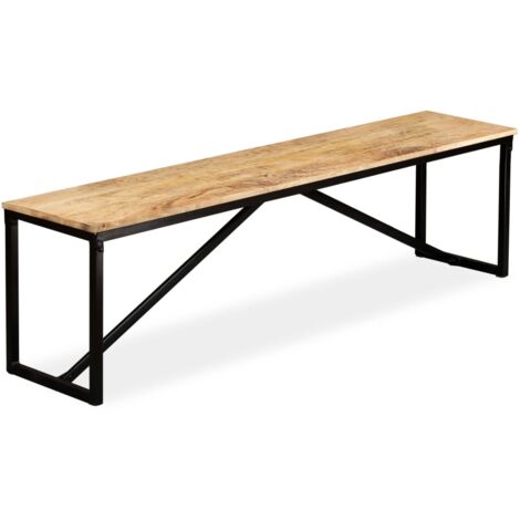 Vidaxl – Banc en bois de manguier massif 160x35x45 cm – Pieds en acier – Style industriel – Produit poncé et laqué – Siège supplémentaire