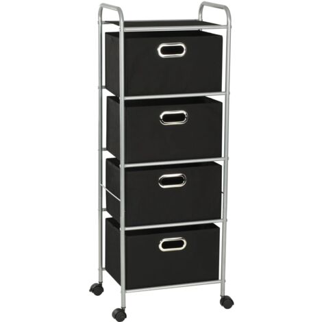 Unité à étagères avec 4 boîtes de rangement Acier et tissu vidaXL (1/5)