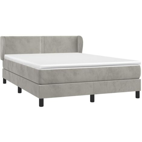Sommier à lattes de lit et matelas Gris clair 140x190cm Velours vidaXL