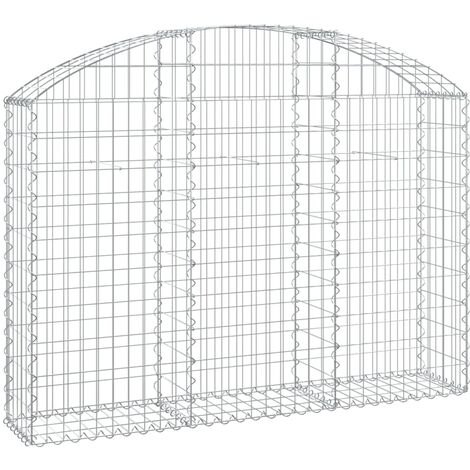Vidaxl – Panier de gabions arqué 150x30x100/120 cm – Fer galvanisé résistant à la corrosion – Pour murs de soutènement ou décoratif