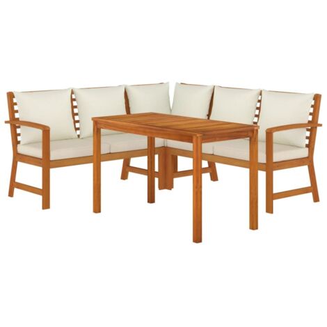Ensemble à manger de jardin 4 pcs coussins Bois acacia vidaXL