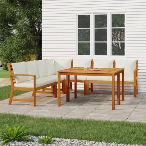 Ensemble à manger de jardin coussins 7 pcs Bois acacia vidaXL