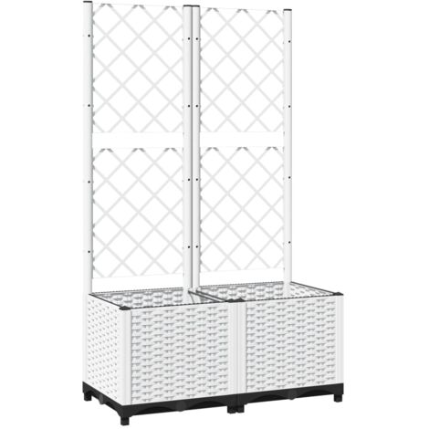 Jardinière avec treillis Blanc 80x40x136 cm PP vidaXL (1/7)