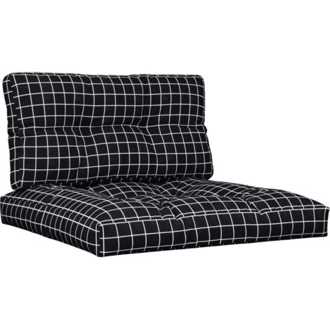Coussins de palette lot de 2 motif à carreaux noir tissu vidaXL