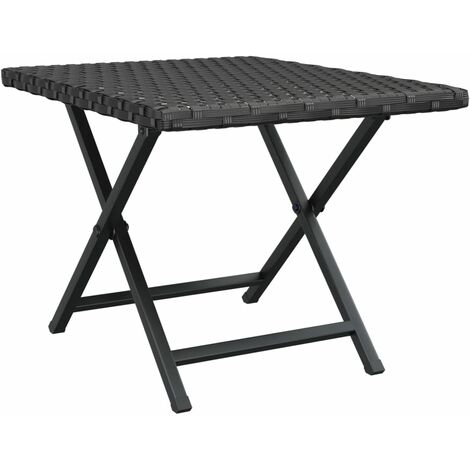 Vidaxl – Table de jardin pliable noire 45x35x32 cm – Résine tressée résistante aux intempéries – Cadre en acier enduit de poudre – Design compact