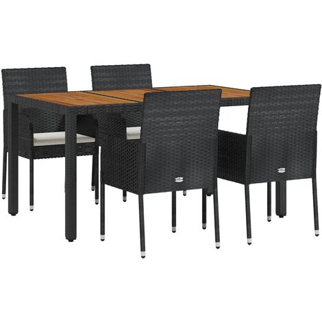 Ensemble à manger de jardin coussins 5pcs Noir Résine tressée vidaXL (1/5)