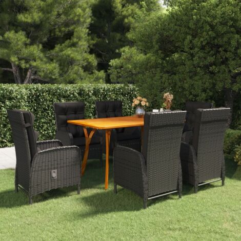 Ensemble à manger de jardin 7 pcs Noir vidaXL (1/5)