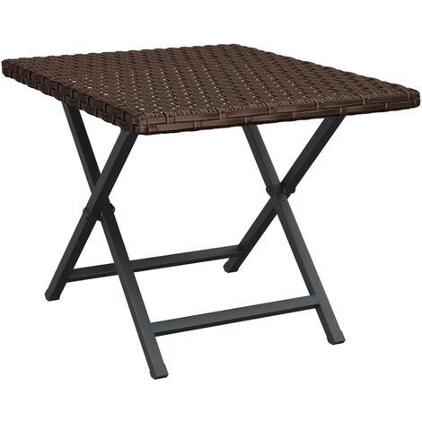 Table pliable marron 45x35x32 cm résine tressée vidaXL