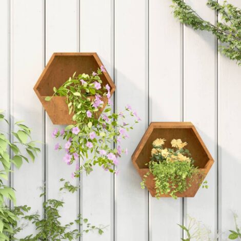 Jardinières murales 2 pcs Rouillé Acier corten 30x10x25 cm vidaXL (1/6)