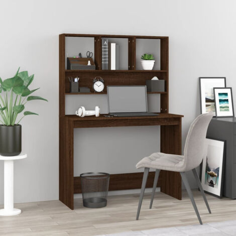 Bureau et étagères Chêne marron 102x45x148 cm Bois d'ingénierie vidaXL