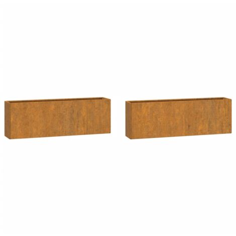 Vidaxl – Jardinières murales 2 pcs en acier corten rouillé 53x10x17 cm – Résistantes aux intempéries – Décoration extérieure durable