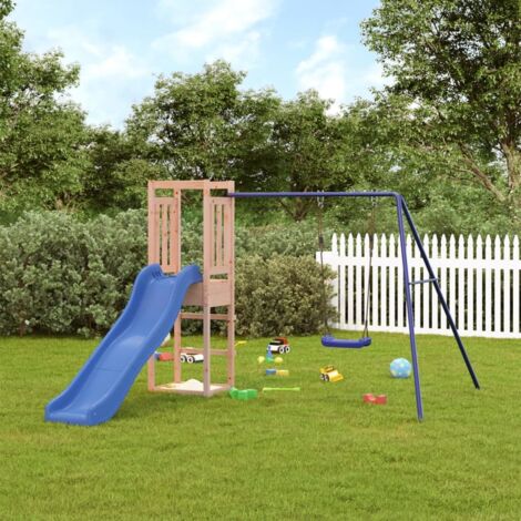 Vidaxl – Aire de jeux d'extérieur en bois de douglas – Plateforme 90 cm – Toboggan ondulé – Balançoire simple – Bac à sable – Pour enfants 3-8 ans