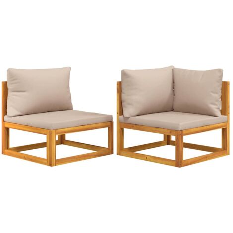 Salon de jardin avec coussins 2 pcs bois massif acacia vidaXL (1/5)