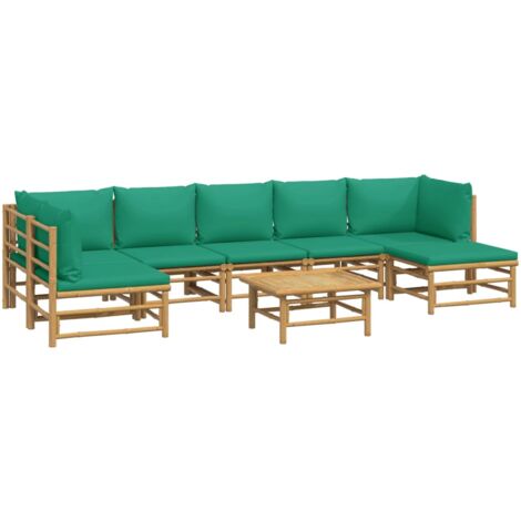 vidaXL Salon de jardin 8 pcs avec coussins vert bambou