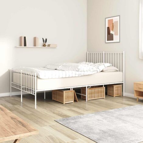 Cadre de lit métal sans matelas et pied de lit blanc 120x190 cm vidaXL (1/5)