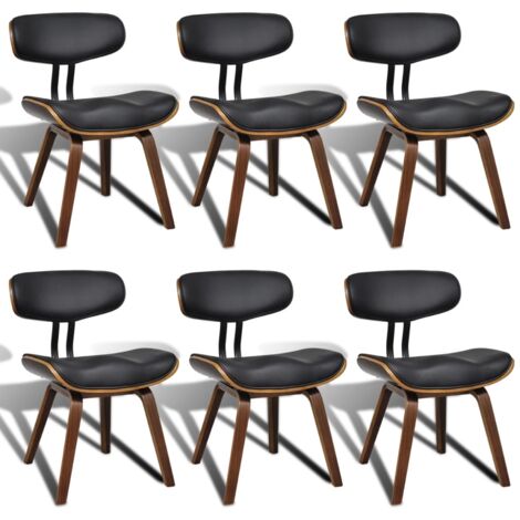 Chaises à manger lot de 6 bois courbé et similicuir (1/5)
