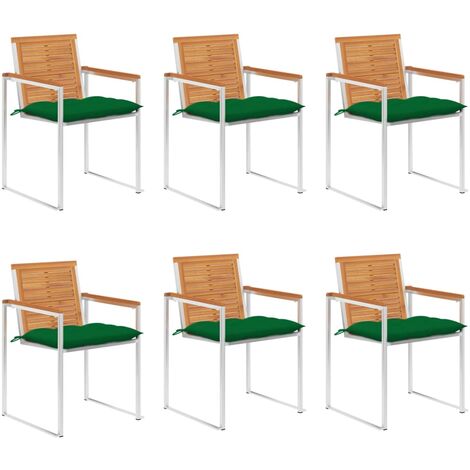 Chaises de jardin lot de 6 avec coussins Bois d'acacia solide vidaXL (1/5)