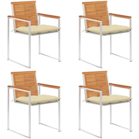 Chaises de jardin lot de 4 avec coussins Bois d'acacia massif vidaXL (1/5)