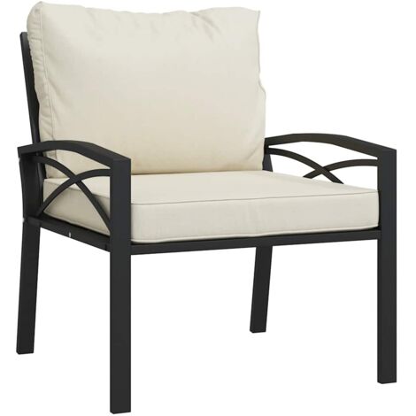 Vidaxl – Chaise de jardin avec coussins sable 68x76x79 cm – Acier enduit de poudre – Conception modulaire – Accoudoirs incurvés élégants