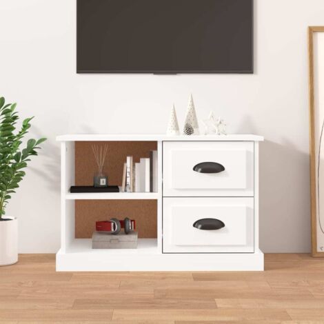 vidaXL Meuble TV blanc brillant 73x35,5x47,5 cm bois d'ingénierie (1/5)