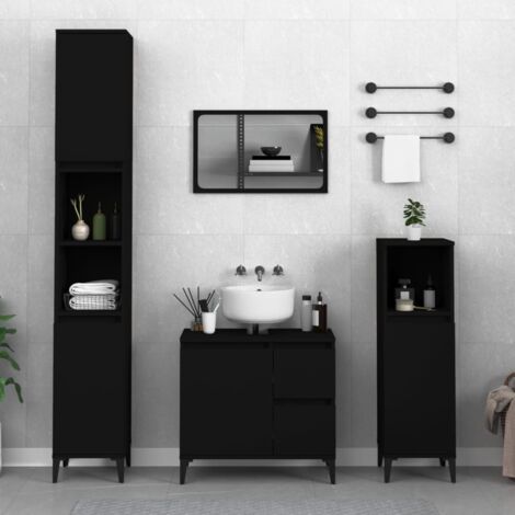 Furniture Limited - Armoire de salle de bain noir 30x30x100 cm bo (1/5)