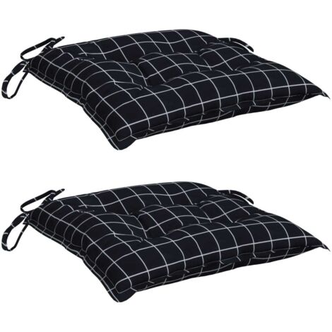 Coussins de chaise lot de 2 carreaux noir 50x50x7 cm vidaXL (1/5)