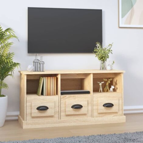 vidaXL Meuble TV chêne sonoma 100x35x50 cm bois ingénierie (1/5)