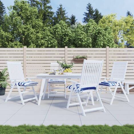 Coussins de chaise lot de 4 rayures bleues blanches 40x40x7 cm vidaXL