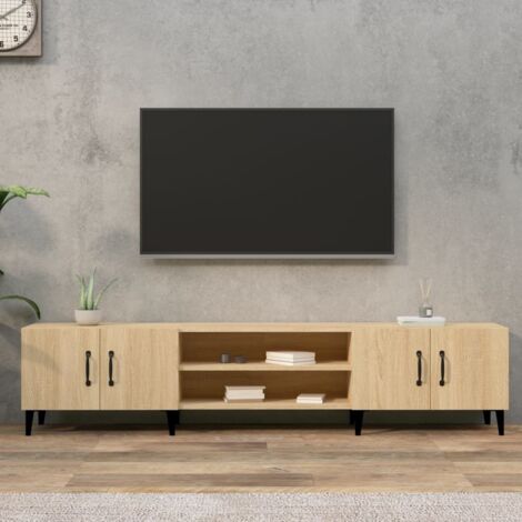 Vidaxl – Meuble TV en bois d'ingénierie Sonoma 180x31,5x40 cm – 4 compartiments – Pieds en métal – Résistant à l'humidité