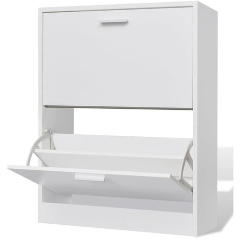 Vidaxl – Meuble à chaussures en bois 2 compartiments 63,5 x 24 x 81 cm – Blanc – Facile à assembler – Pour 12 paires de chaussures (1/6)