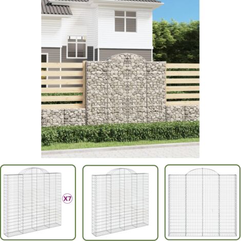 Paniers à gabions arqués 7 pcs 200x50x180/200 cm Fer galvanisé vidaXL
