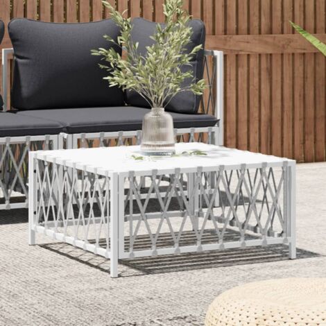 Vidaxl – Table de jardin blanche 70x70x34 cm – Tissu tissé durable – Cadre en acier enduit de poudre – Capacité 110 kg