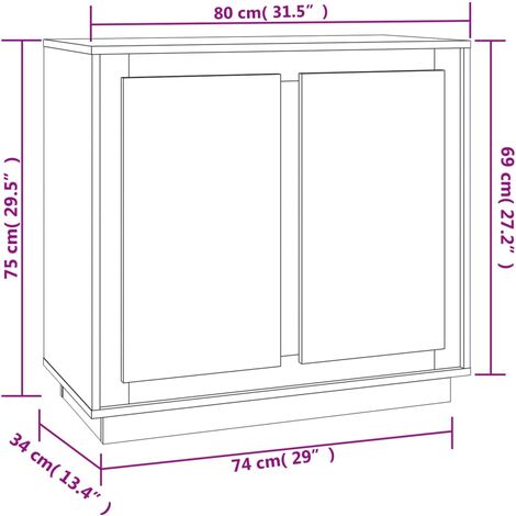 Buffet chêne fumé 80x34x75 cm bois d'ingénierie vidaXL