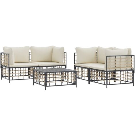 Salon de jardin 5 pcs avec coussins anthracite résine tressée vidaXL (1/5)