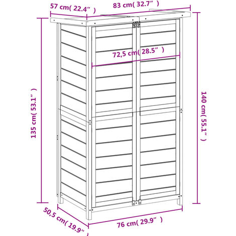 vidaXL Abri à outils de jardin 123x45x171 cm Bois de pin imprégné